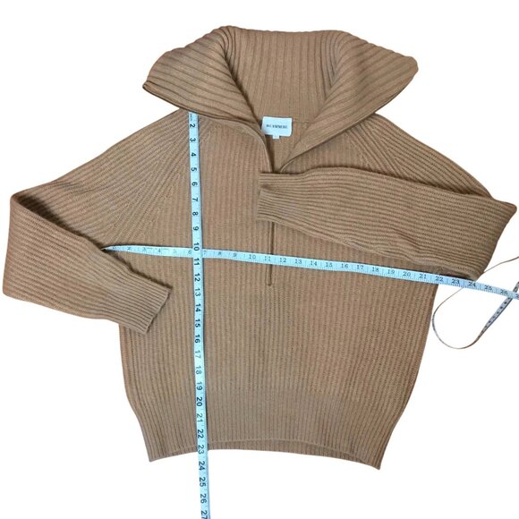 W.CASHMERE 100% Cashmere Tan L Rib Knit Funnel Collar Sweater Luxury Minimalist - Picture 5 of 8